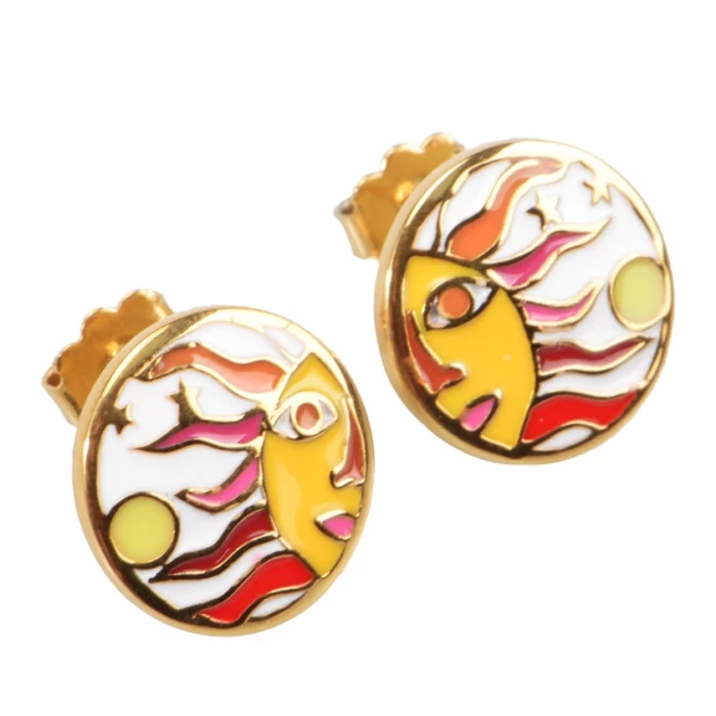 Custom Design Metal Studs Gold Plating Soft Enamel Ear Hook for Women - Image 2