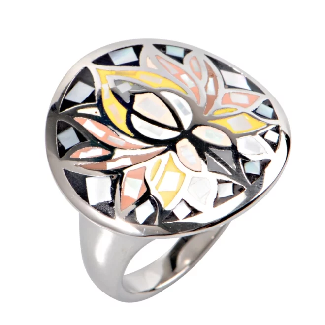 Colorful Lotus Mandala Ring – Enamel Inlay Stainless Steel Jewelry - Image 4