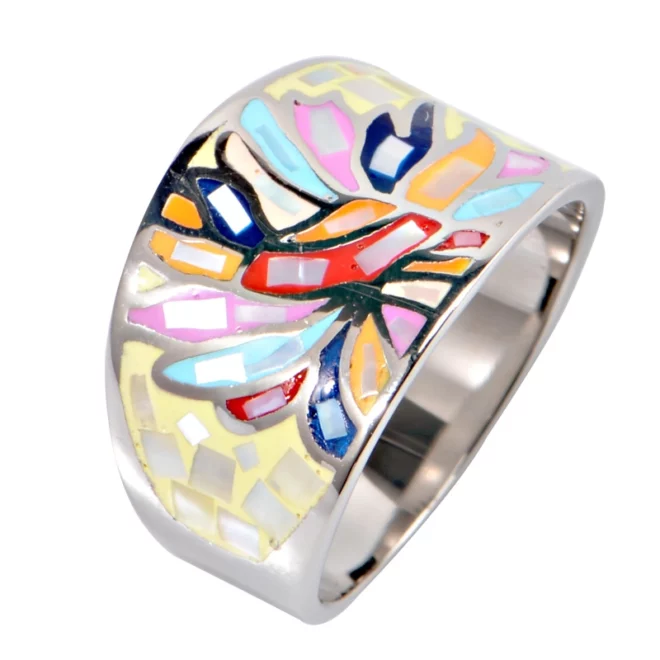 Fashion Jewelry Flower Shape 18K Gold 3A Zircon Enamel Ring for Women - Image 2