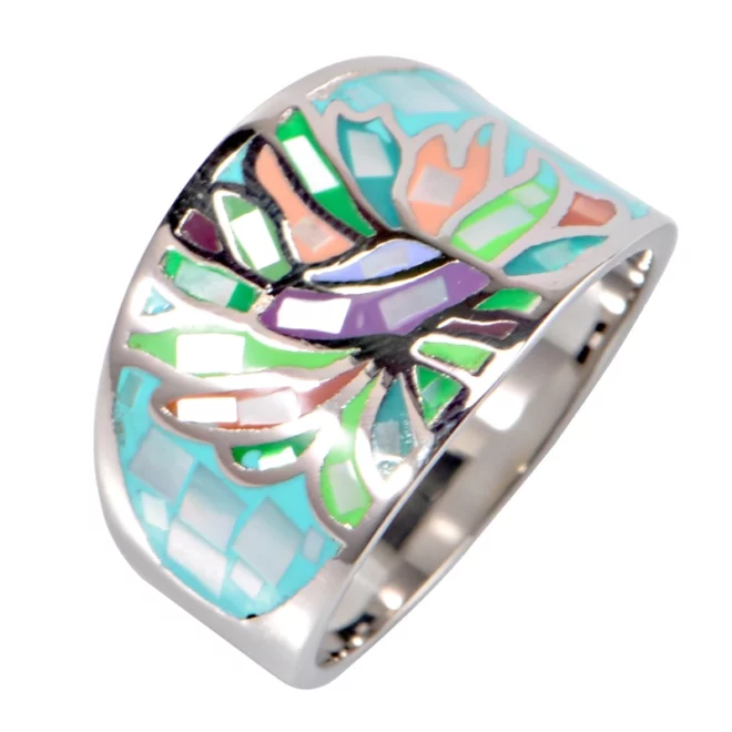 Fashion Jewelry Flower Shape 18K Gold 3A Zircon Enamel Ring for Women - Image 4