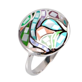 Korean Luxury Styling High-End Retro Geometric Rings with Contrasting Colors Alloy Niche temperament Jewelry