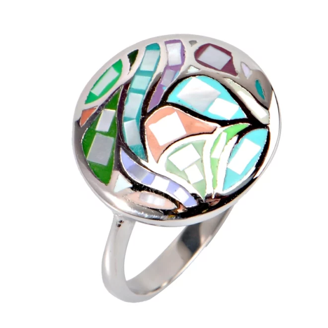 Korean Luxury Styling High-End Retro Geometric Rings with Contrasting Colors Alloy Niche temperament Jewelry