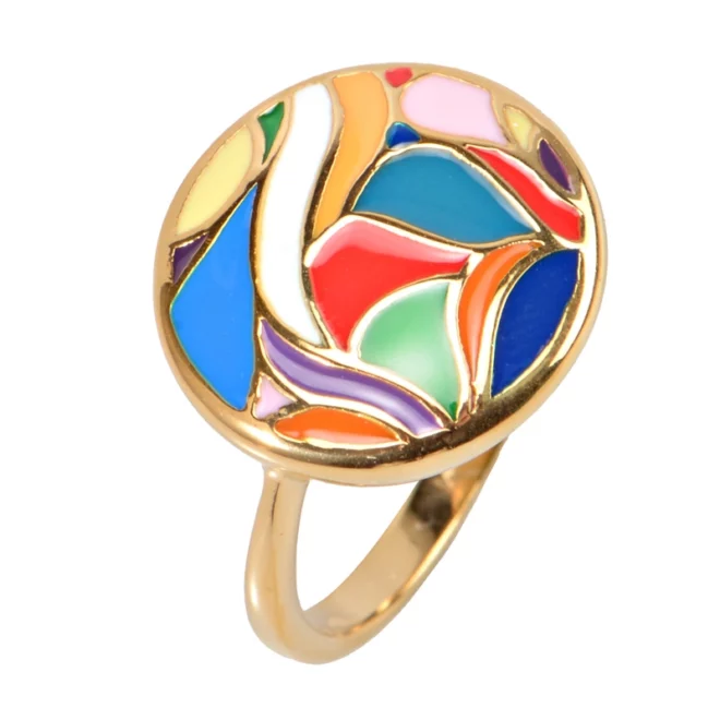 Vintage Women Jewelry Simple Modern Enamel Patchwork Geometric Square Rings for Girls - Image 2