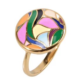 Vintage Women Jewelry Simple Modern Enamel Patchwork Geometric Square Rings for Girls