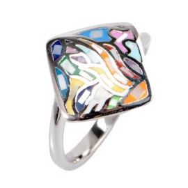 Men’s Women’s New Stainless Steel Ring Simple Inlaid Shell with Titanium Steel Fashionable Gemstone Jewelry for Engagement Party