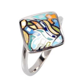 Custom Stainless Steel Natural Shell Signet Ring Silver Gold Square Abalone Shell Ring for Men Women