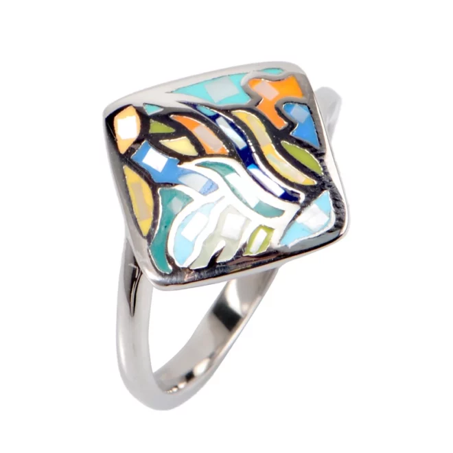 Custom Stainless Steel Natural Shell Signet Ring Silver Gold Square Abalone Shell Ring for Men Women