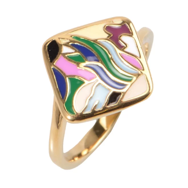 Custom Stainless Steel Natural Shell Signet Ring Silver Gold Square Abalone Shell Ring for Men Women - Image 2