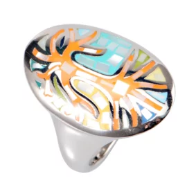 Colorful Mosaic Statement Ring – Stainless Steel Artistic Design