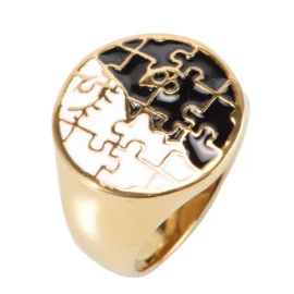 Handmade Chunky Punk Puzzle Promise Ring Jewelry Alternative Engagement Wedding Ring