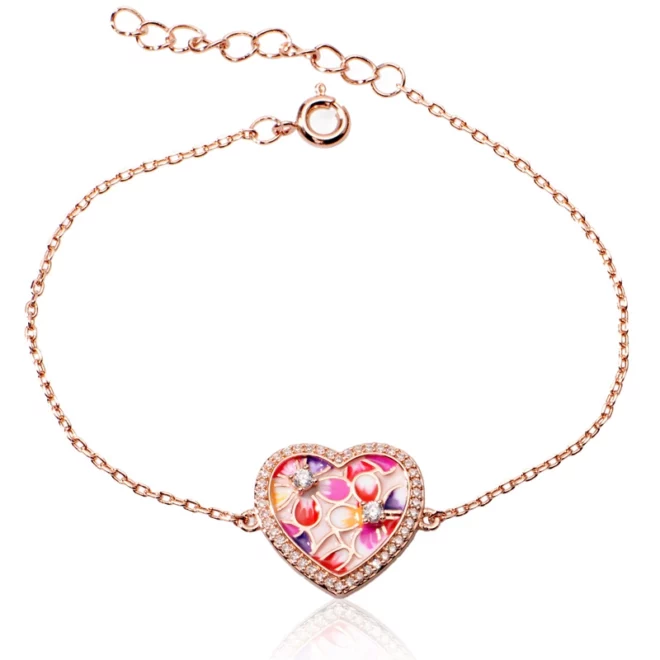 2.46g Luxury Statement Bracelets Heart Shape Rose Gold Plated Jewelry for Gift and Party