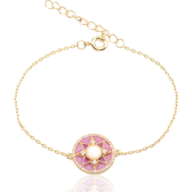 2.29g Unique Jewelry Natural Stone Charm 18k Gold Silver Pendant Bracelet - Image 3