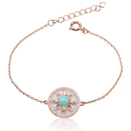 2.29g Unique Jewelry Natural Stone Charm 18k Gold Silver Pendant Bracelet