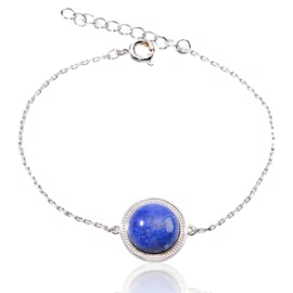 3.05g 925 Sterling Silver Natural Stone Chain Bracelet Gold Plated Jewelry for Trendy Style for Gift Party or Wedding