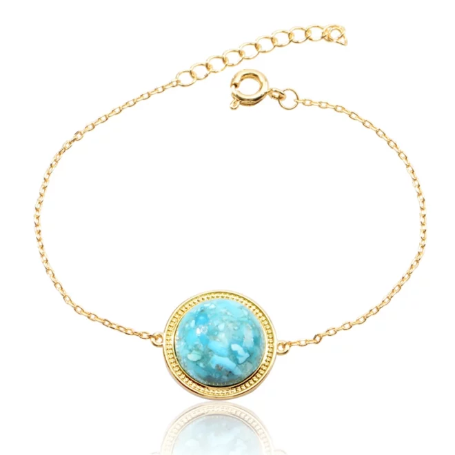 3.05g 925 Sterling Silver Natural Stone Chain Bracelet Gold Plated Jewelry for Trendy Style for Gift Party or Wedding - Image 3