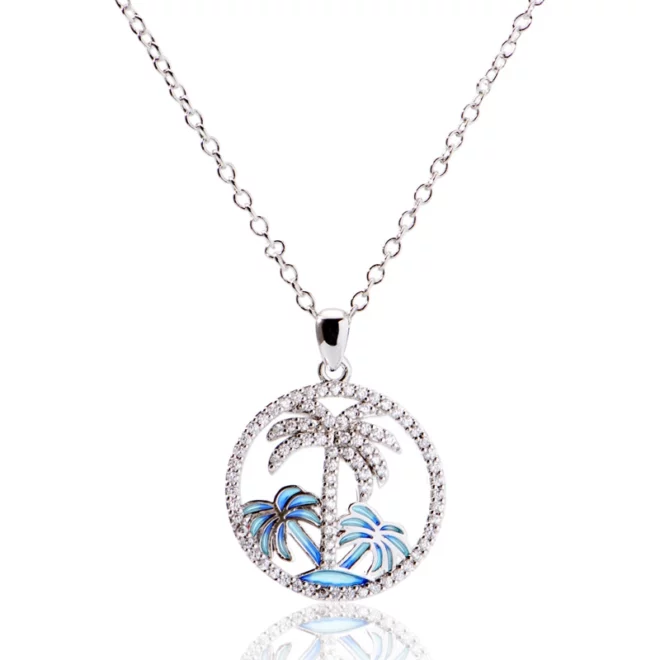 2.22g 14K Massiv Gelbgold Palmen Anhänger mit Diamanten Baum Halskette Halskette für Geschenk - Image 3