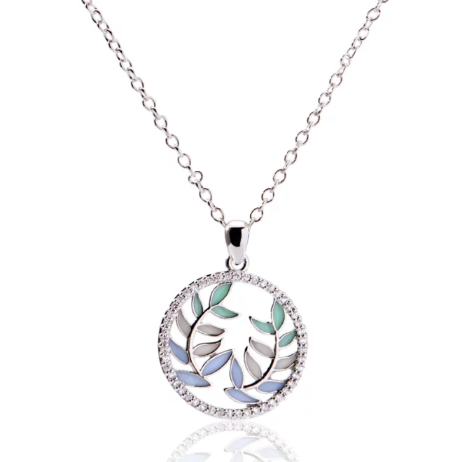 1.9g Silver Leaf Necklace Circle Pendant Sterling Silver