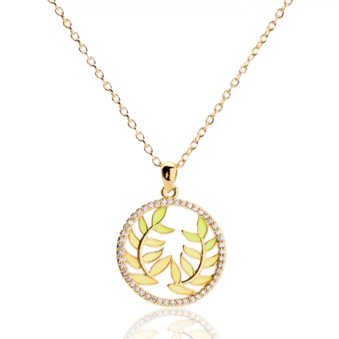 1.9g Silver Leaf Necklace Circle Pendant Sterling Silver - Image 3