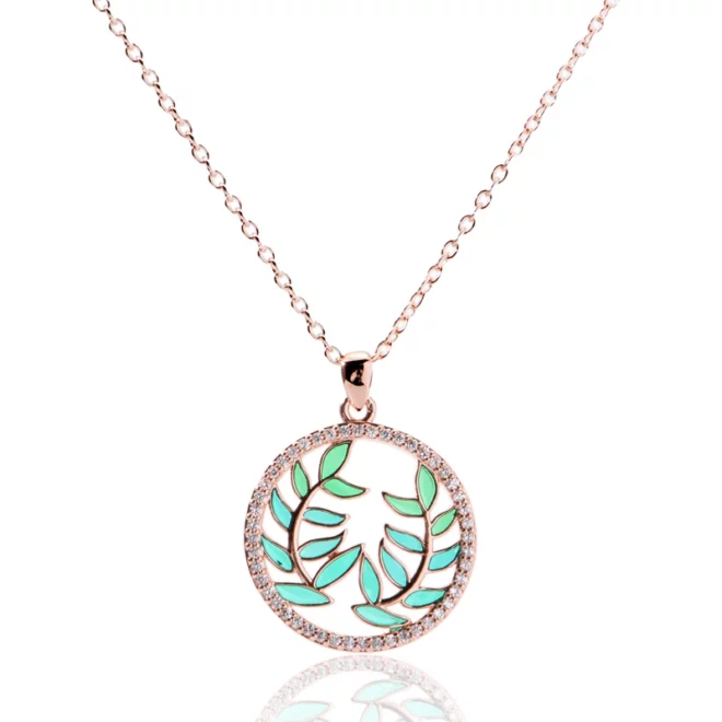 1.9g Silver Leaf Necklace Circle Pendant Sterling Silver - Image 2