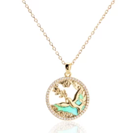 2.15g Fashion Luxury 3A Cubic Zirconia 18K Gold Plated Bird Necklace Women