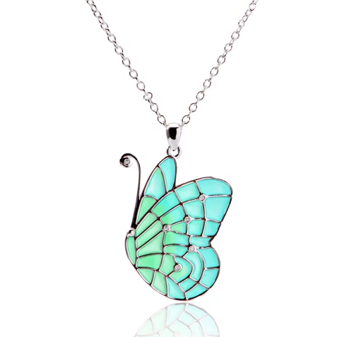 2.68g Wholesale 925ag Alloys Diamond Setting Glow-in-the-dark Butterfly Necklace Zircon Choker - Image 3