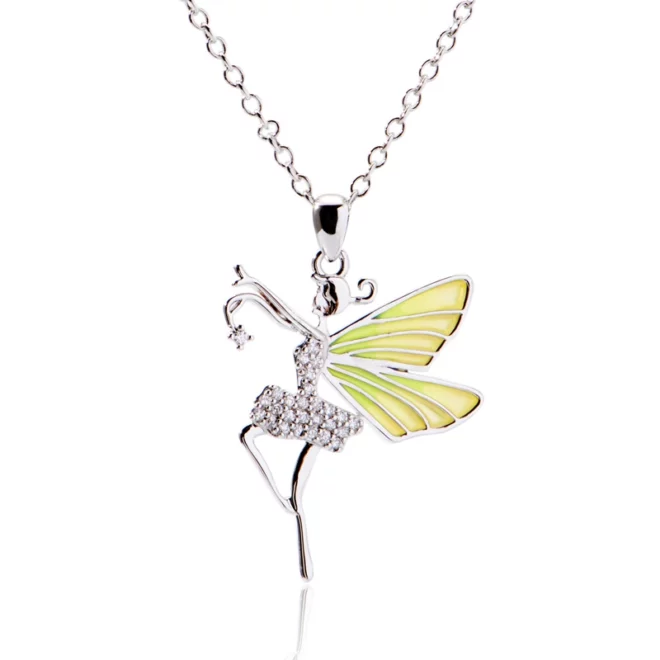 1.86g High Quality 18K Gold Plated Flower Fairy Wings Necklace Pendant Stainless Steel Zircon Fashion Jewelry for Women - Image 2