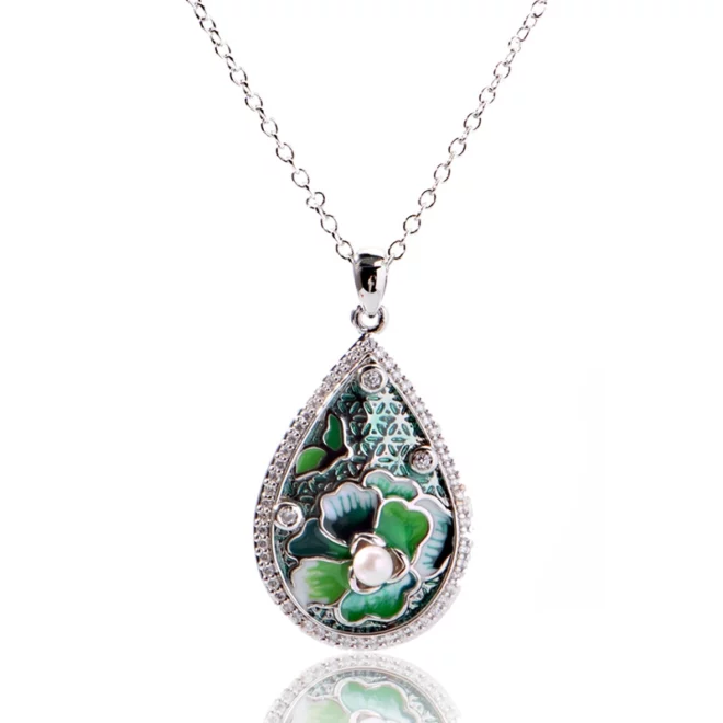 3.4g Fashion Handmade Enamel Flower Necklace for Women European American Pastoral Teardrop Flower Pendant Necklace - Image 3