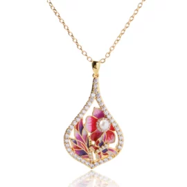 3.85g Cheap Classic Necklace for Women Pink Flowers Elegant Jewelry