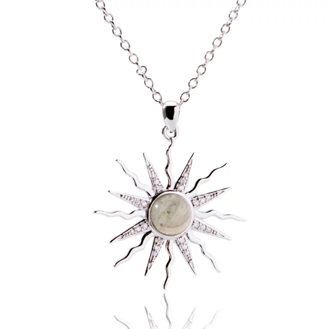 2.24g CZ and Opal Star Necklace in Silver - Image 3
