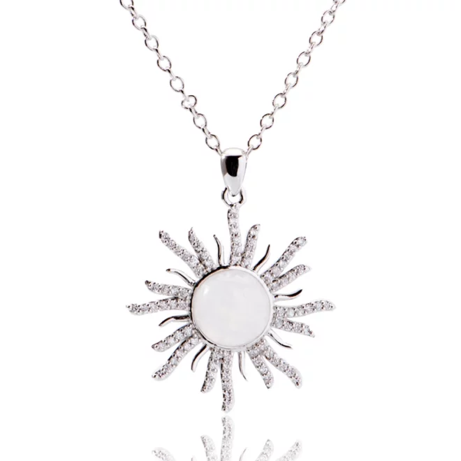2.24g CZ and Opal Star Necklace in Silver - Image 4
