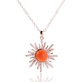 2.06g AAA VVS Red Fire Opal Sun Pendant Neckalce 925 Sterling Silver Jewelry For Women Man Gift