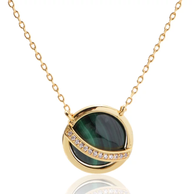 3.55g Malachite Geometric Round Charm Necklace - Image 2