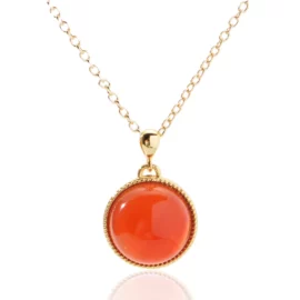 2.49g Large Chakra Gem Charm 18K Yellow Gold with Orange Chalcedony