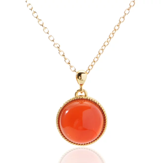2.49g Large Chakra Gem Charm 18K Yellow Gold with Orange Chalcedony