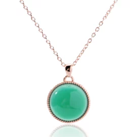 2.49g Sterling Silver Chrysoprase Gemstone Round Pendant Vintage Jewelry Thanksgiving