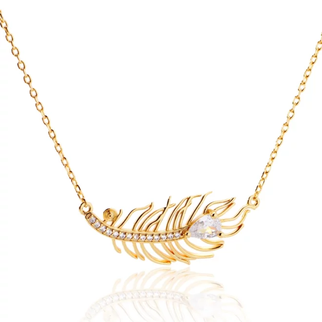 2.97g Friendly Tarnish Free Fashion Jewelry Silver Engraved Gold Leaf Shape Pendant Necklace - Image 2