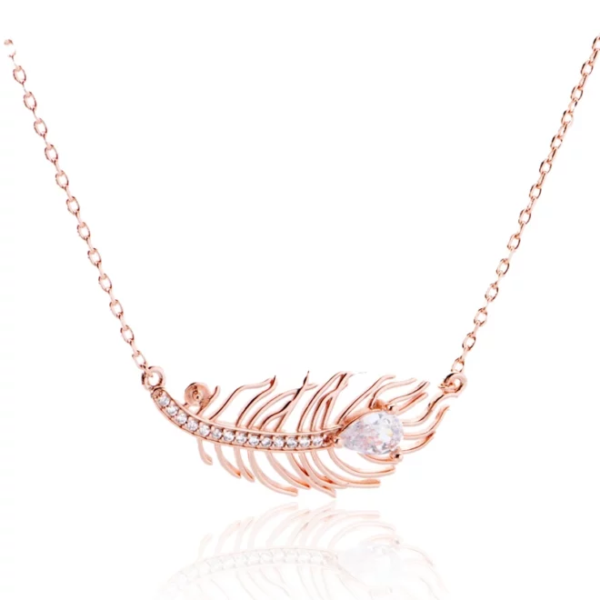 2.97g Friendly Tarnish Free Fashion Jewelry Silver Engraved Gold Leaf Shape Pendant Necklace