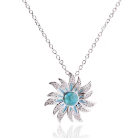 3.68g Dainty Silver Sun Necklace | Sunflower Necklace | Opal Star Necklace | Handmade Jewelry