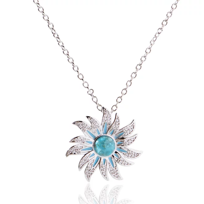 3.68g Dainty Silver Sun Necklace | Sunflower Necklace | Opal Star Necklace | Handmade Jewelry