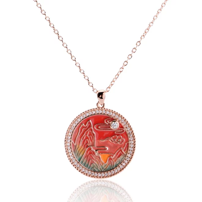 3.57g Hot Selling Cute Cartoon Colorful Landscape Gemstone Pendant Children's Necklace Sweater Chain - Image 2