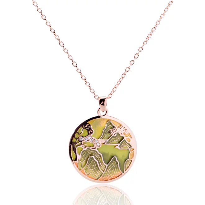 3.57g New Hand-painted Drip Oil Mountain element Pet Round Tarot Necklace Color Preservation Electroplating - Image 2