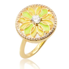 3.28g Women 18K Gold with Zircon Stones Flower Silver Gold Plated Diamond Rings Fingers