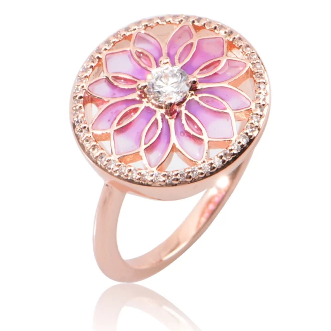 3.28g Women 18K Gold with Zircon Stones Flower Silver Gold Plated Diamond Rings Fingers - Image 3