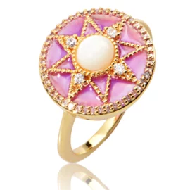 3.49g Birthday Gift 925 Sterling Silver Chunky Jewelry Sun & Star Design Ring