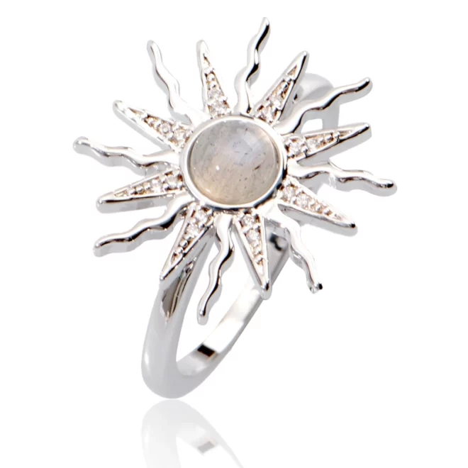 2.76g Trendy Gold Vermeil Women's Fashion Ring Sun Star 925 Silver - Image 3