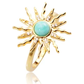 2.76g Trendy Gold Vermeil Women’s Fashion Ring Sun Star 925 Silver