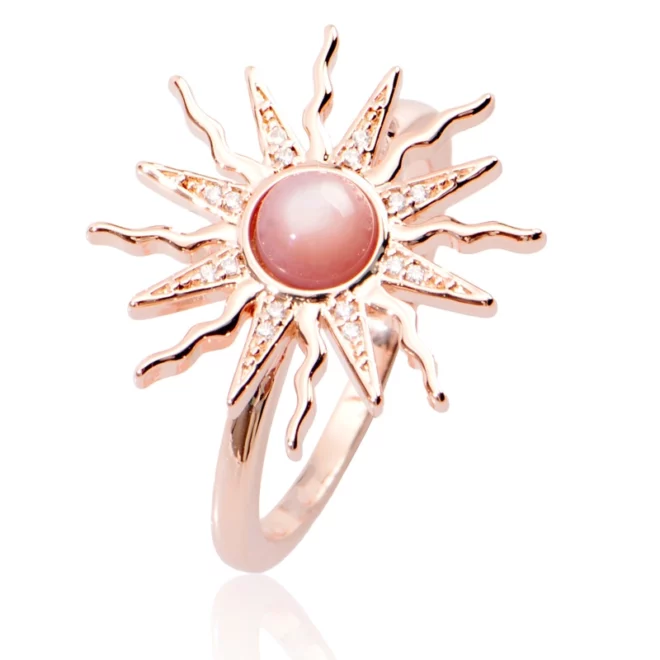 2.76g Trendy Gold Vermeil Women's Fashion Ring Sun Star 925 Silver - Image 2