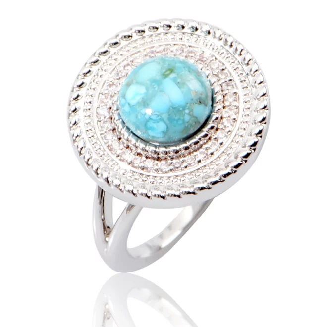 5.12g White Agate Green Jasper Round 14K Gold Plate 925 Sterling Silver Jewelry Rings - Image 2