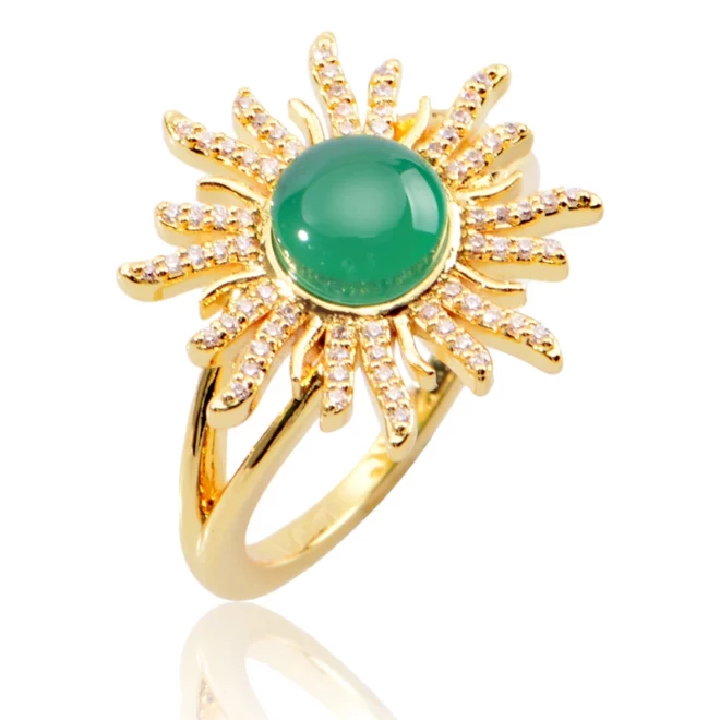 3.32g Sunflower CZ Ring Silver Plated 18k Gold Jewelry Vintage Ring - Image 3