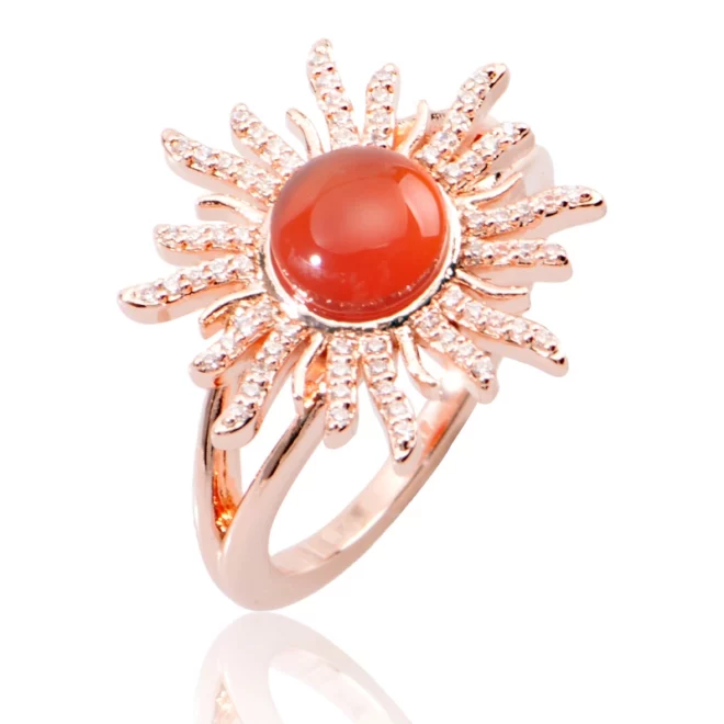 3.32g Sunflower CZ Ring Silver Plated 18k Gold Jewelry Vintage Ring - Image 2